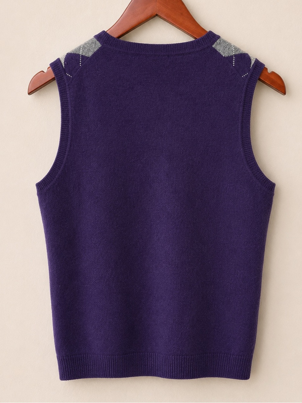 Brooks Brothers 346 100% Lambswool Argyle Sweater Vest Purple Gray XS Classic - Picture 3 of 5